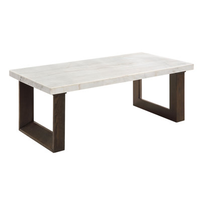 Edwyn White Natural Marble Top Rectangular Coffee Table