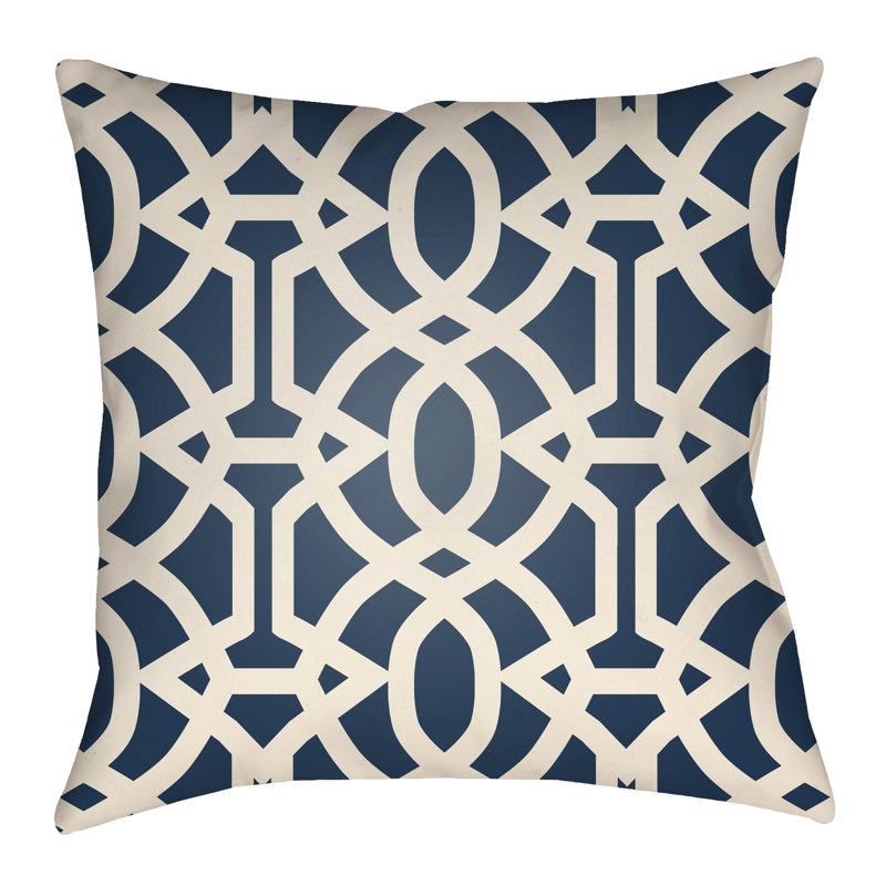 Litchfield Massey Geometric Outdoor Throw Pillow, 20" x 20", Navy Blue/Ivory