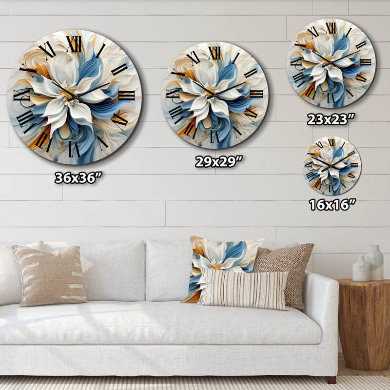 Horloge murale, décor floral abstrait Magnolia, Petit