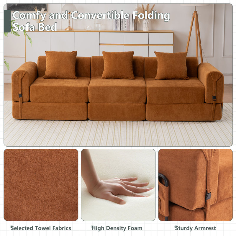 Triple fauteuil inclinable pliant peu encombrant, mélange de polyester, style moderne, usage domestique
