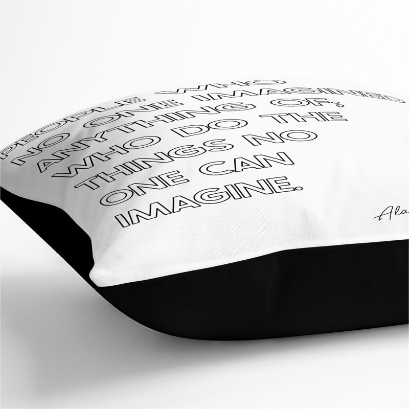 No One Imagined Alan Turing Square Throw Cushion, 40cm H x 40cm W x 15cm D, Black
