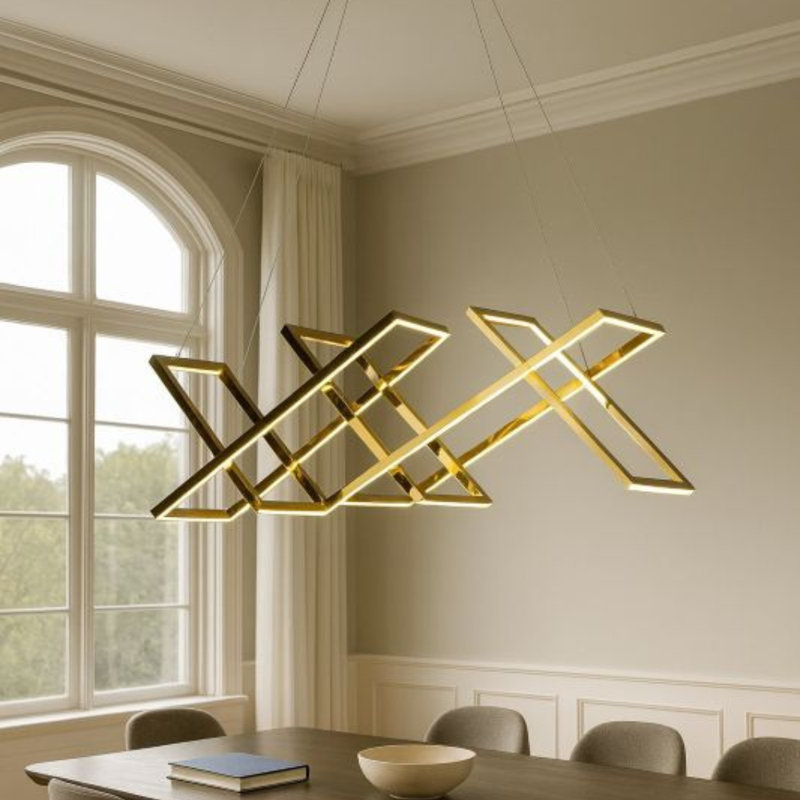 Modern 5 Light LED Gold X Shade Chandelier