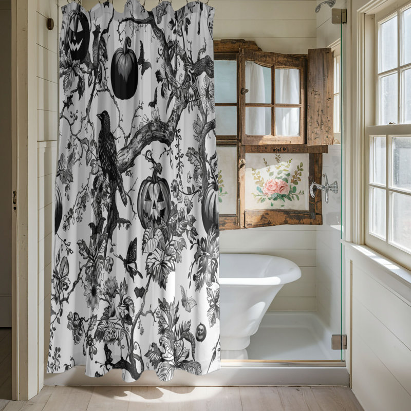 Rideaux de douche 1 pièce Spooky Chinoiserie Motifs, H 74 po x l 35 po
