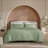 100% Washed Cotton Comforter Set Twin Size – Sage Green, Linen-Like Texture, Soft & Breathable Bedding Set, 3-Piece Durable Percale Comforter-123119593-123119597
