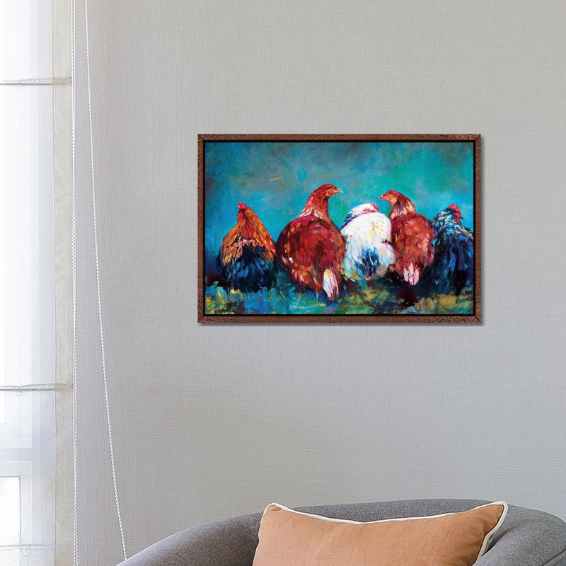 Hen Friends by Sue Gardner - Gallery-Wrapped Canvas Giclée on Canvas, Classic Wood Floater Framed, 66.04 cm H x 45.72 cm W