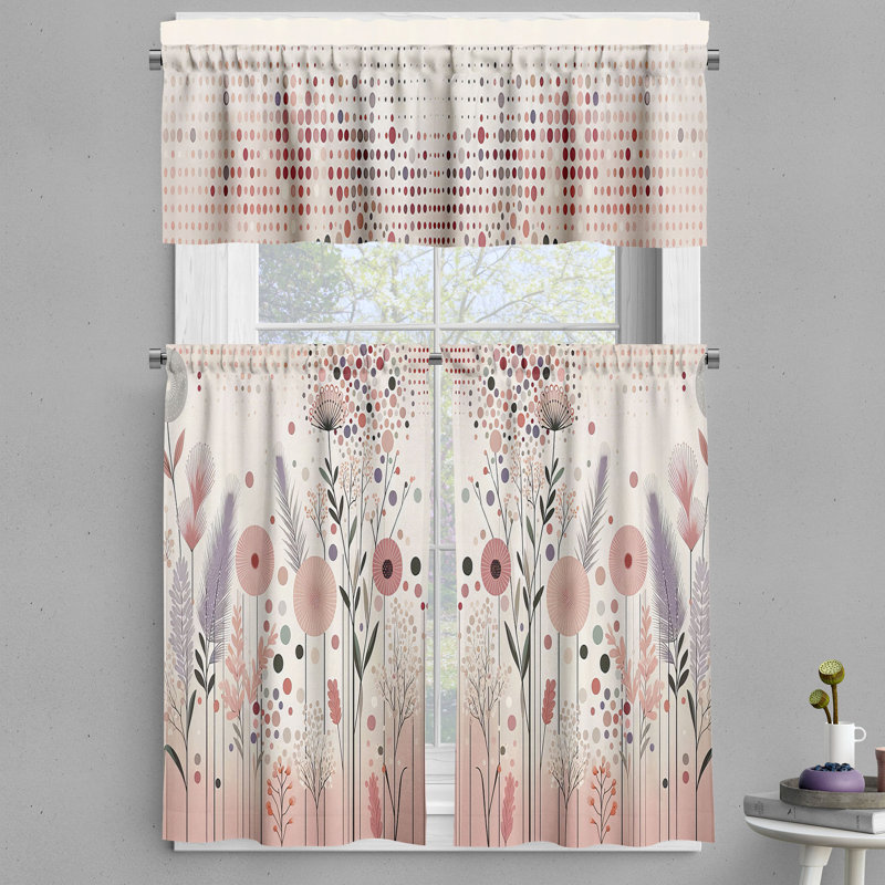 Floral Tailored Kitchen Curtain, 55" W x 30" L