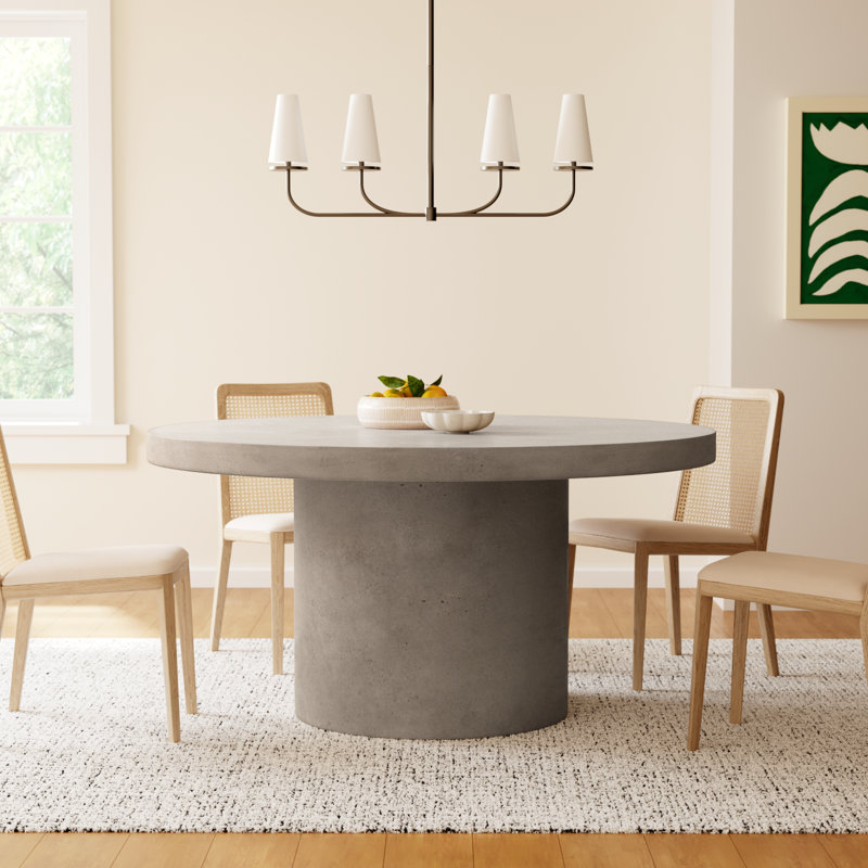 Kareen Concrete Pedestal Dining Table, Dark Gray, 60" Round  , Dining Table (30.25" Height)