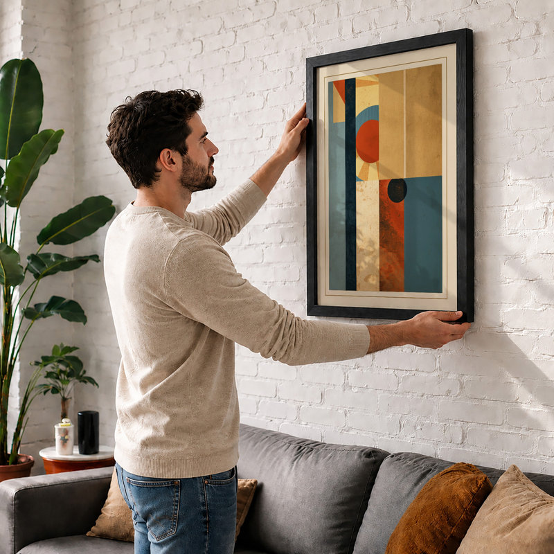 Geometric Inquiry Abstract - Framed Print, A4 - 29.7 x 21.0 cm, Oak