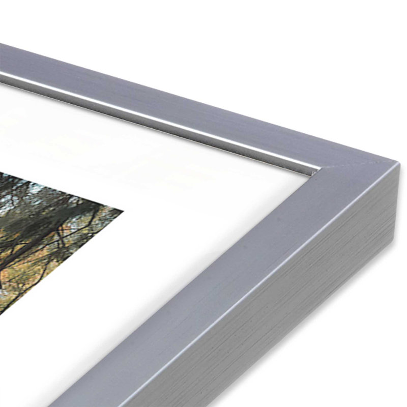 Imprimé soleil et ombre, Cadre en chrome poli, H 37,25 po x l 25,25 po x P 1,25 po