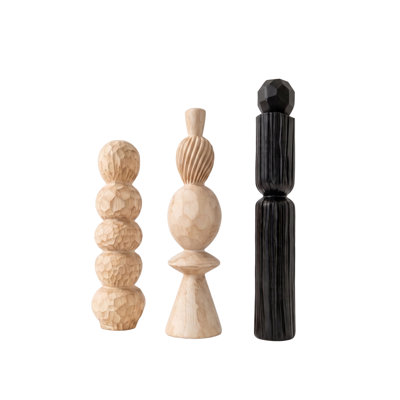Set of 3 Geometric Sculptures, Modern Abstract Table Decor Figurines for Shelf, Console and Bookcase Styling