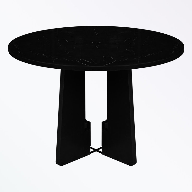 Table de salle à manger ronde avec base robuste, Noir
