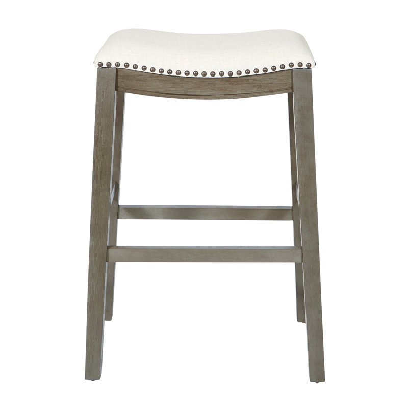 Tabouret de bar et de comptoir Clewiston, Tabouret de bar (siège d'une hauteur de 29 po), Lin blanc (blanc cassé)