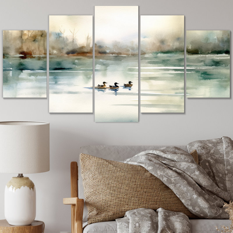 " Ducks In Pond I " 5 - Pieces