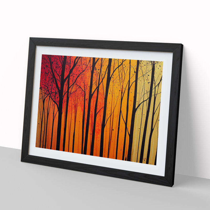 XH1022-6736X Paint Splashed Autumn Forest Vol.5 - Single Picture Frame Painting, Black Framed, 46cm H x 64cm W x 2cm D