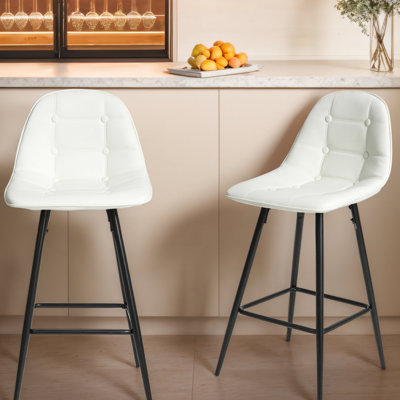 Moderne avec siège en similicuir blanc - 25,5 po, de 2