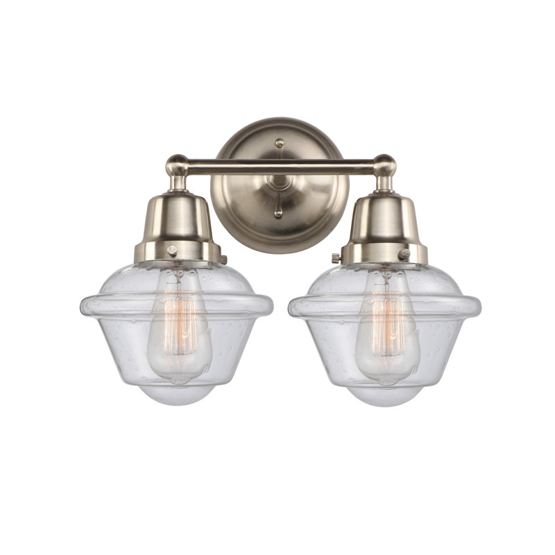 Éclairage pour salle de bain 2 lumières Boligee, Nickel satiné brossé, Grainé, Incandescent