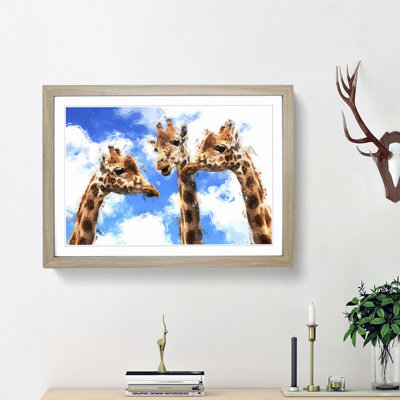 Three Giraffes in Abstract - Picture Frame Painting Print