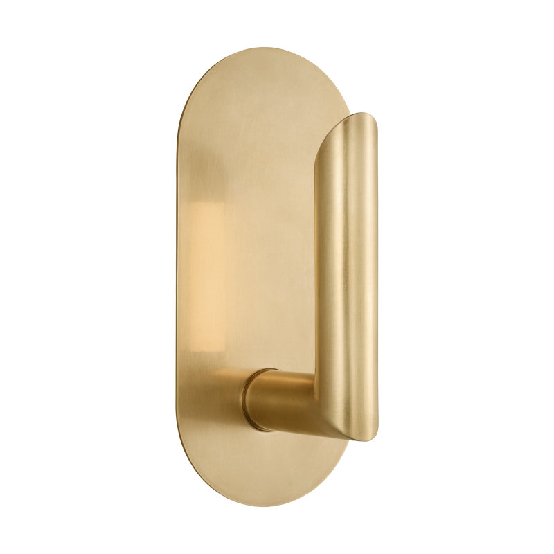 Kelly Wearstler Fielle Small 1-Light Sconce in Soft White, Hand Rubbed Antique Brass