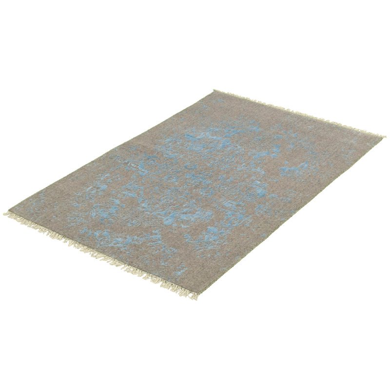 noué à la main gris en laine Tapis décoratif