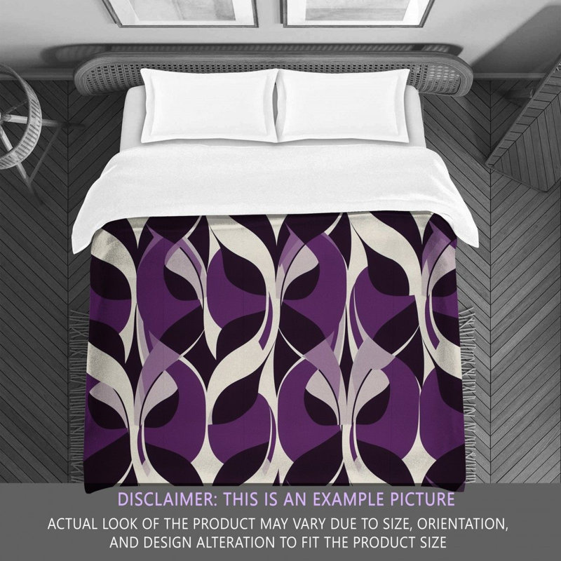 Funky Bedding, Twin Comforter, Purple/White Abstract