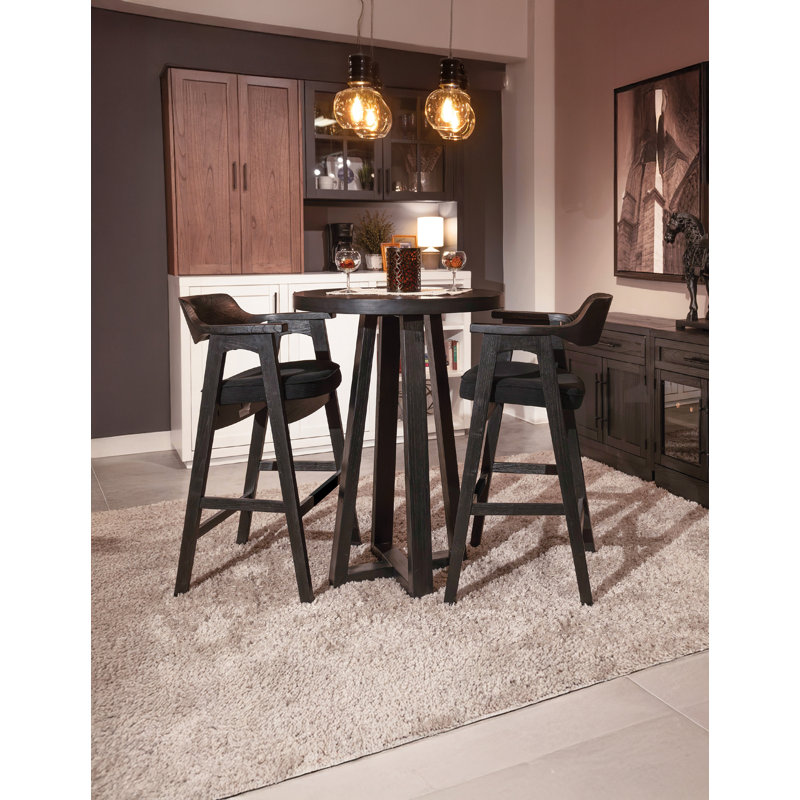 Mia Black Round Pub Height Table, Umbra, 42" H x 32" L x 32" W