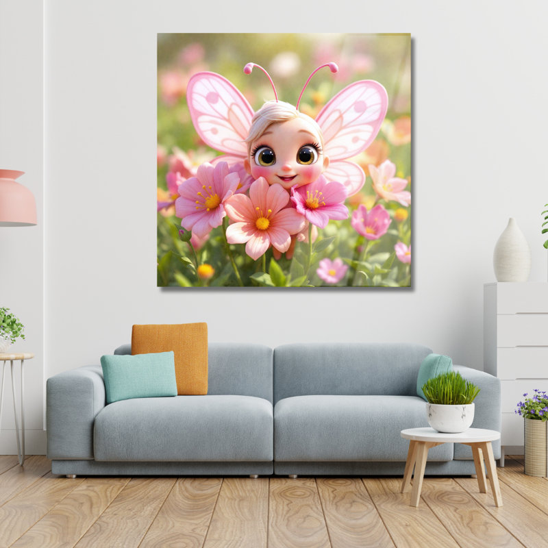 Art mural papillon en verre trempé pour chambre d'enfant, H 14 po x l 14 po