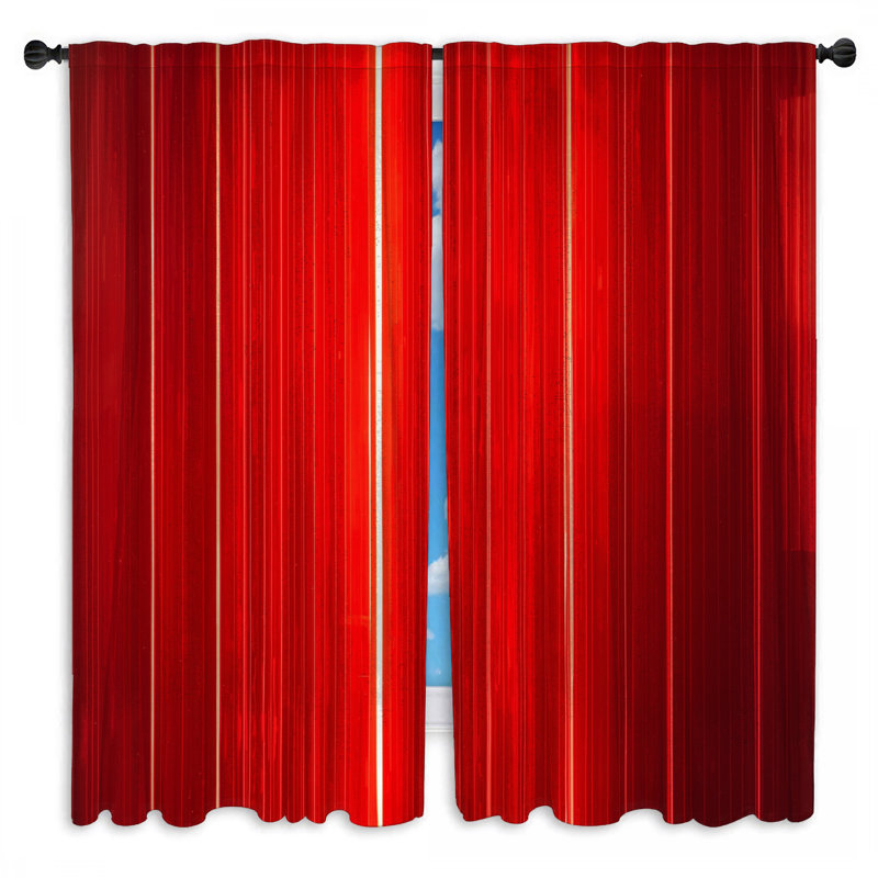 Rideaux de fenêtre rouges à lignes verticales à rayures transparentes et obscurcissant - 2 panneaux