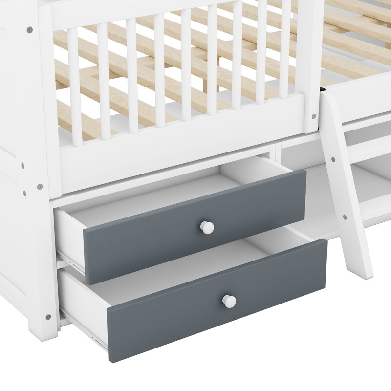 Structure de lit double en bois, Blanc, Lit double