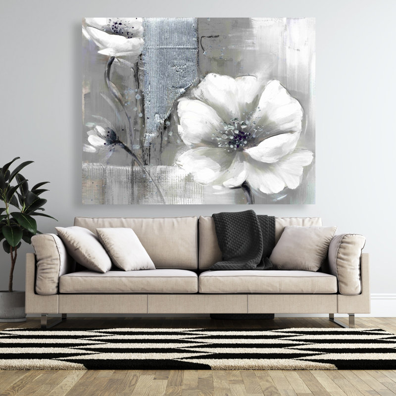 Fleurs monochromes et argentées | Décor de chambre à coucher moderne