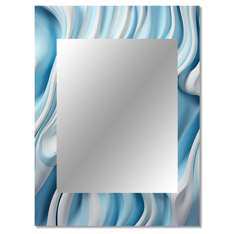Op Op Blue Focus I - miroir mural Op Art, miroir décoratif moderne, impression sur métal, 40 po x 30 po