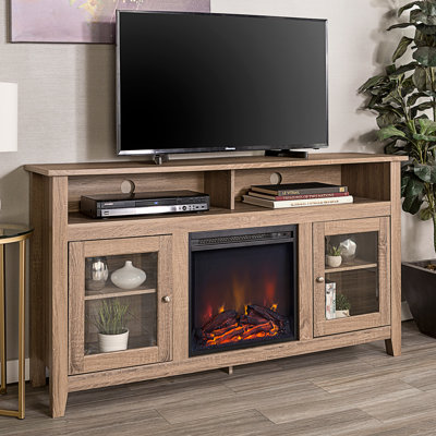 Classic Glass-Door Fireplace Tall TV Stand For Tvs Up To 65 -  Audiohome, AHYDRF-B185P169428