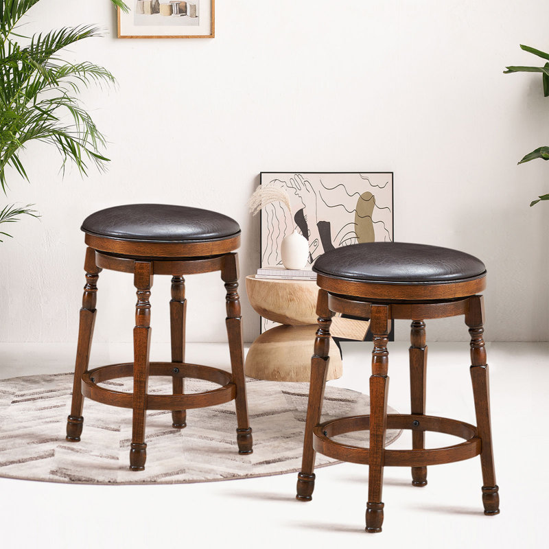 Tomasi Yes Bar Stool with Solid Wood Frame, Counter Stool (24” Seat Height)