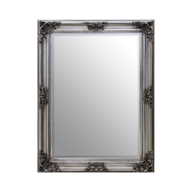Lora Manufactured Solid Wood Rectangle Mirror, Silver