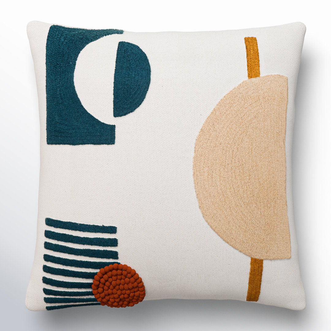 Fulbourn Cream/Teal Square Throw Cushion AllModern