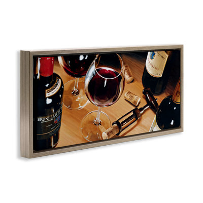 Wine Glasses & Bottles Still Life Framed Floater Canvas Wall Art, design by Stefano Ferreri