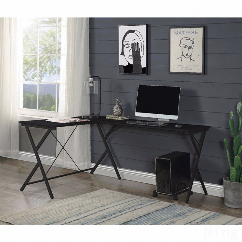 Black L-Shaped Computer Desk, with Computer Holder