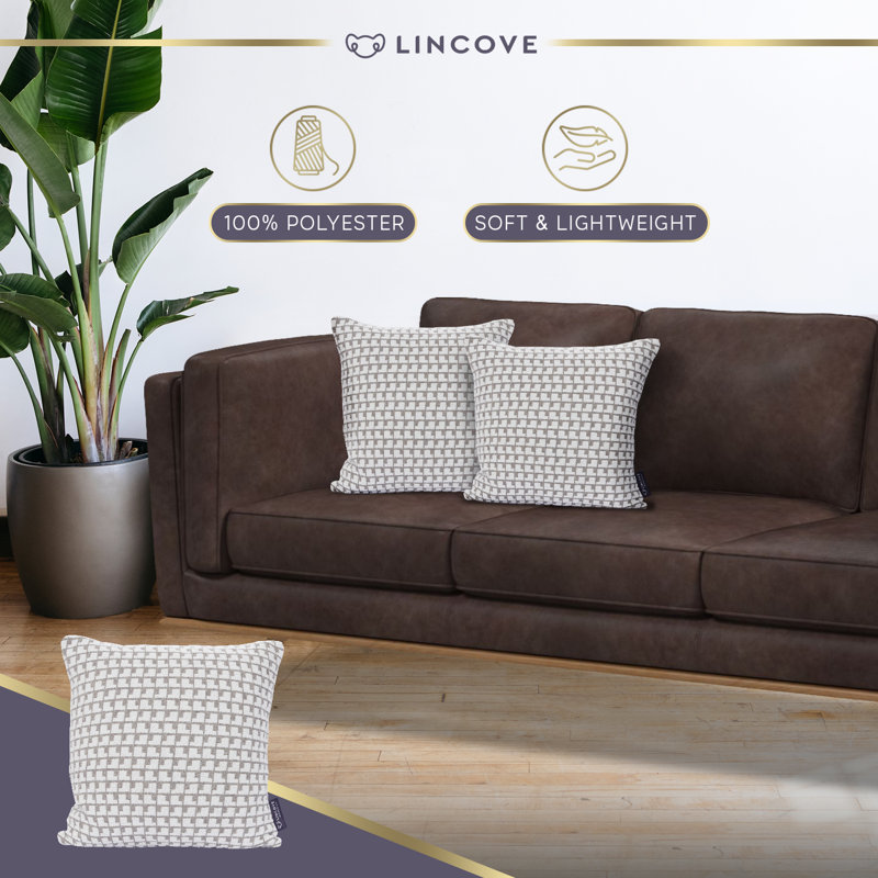 Housse de coussin décoratif Lincoln, H 20 po x l 20 po, Carrée, Marbre beige