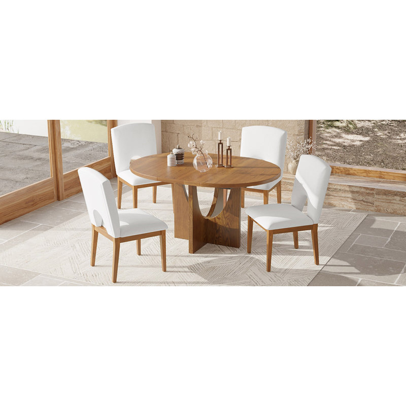 Ensemble de table de salle à manger extensible moderne 5 pièces avec rallonge amovible de 16,2 pouces pour les petits espaces