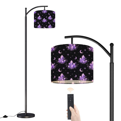 Lampe sur pied à arc avec abat-jour réglable cristaux mauves Crescent Moons
