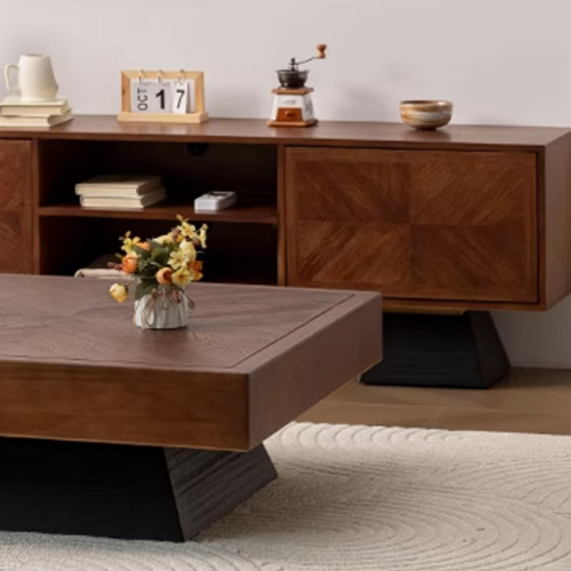 Design sense simple solid wood coffee table, 13.77" H x 23.62" L x 23.62" W