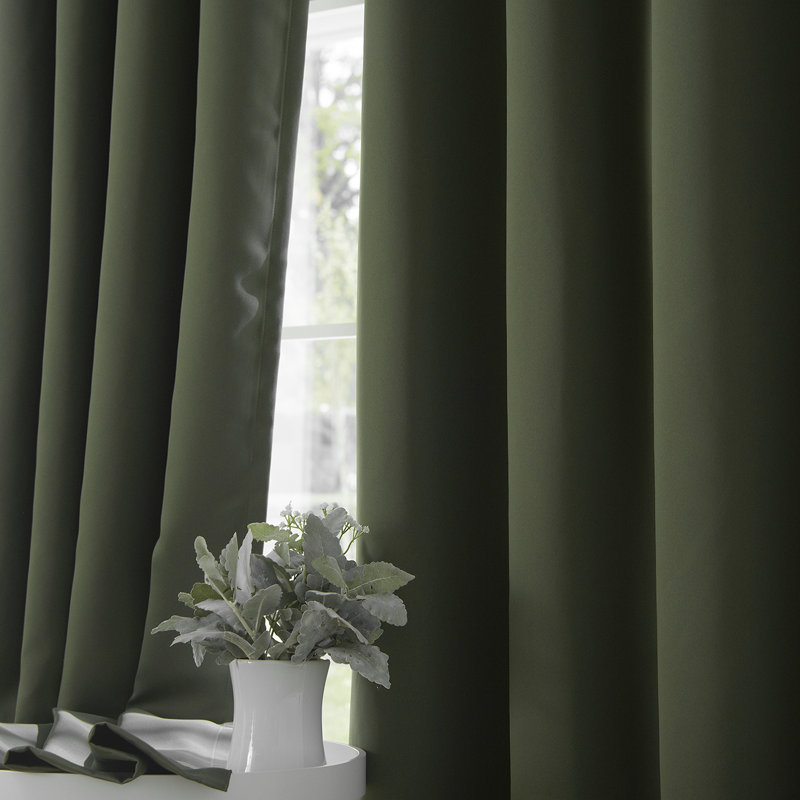 Flame Retardant Thermal Insulated Blackout Curtain, Moss, 52" W x 84" L