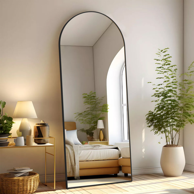 Miroirs muraux surdimensionnés arqués, Noir, noir, noir, noir, 64 po x 21 po