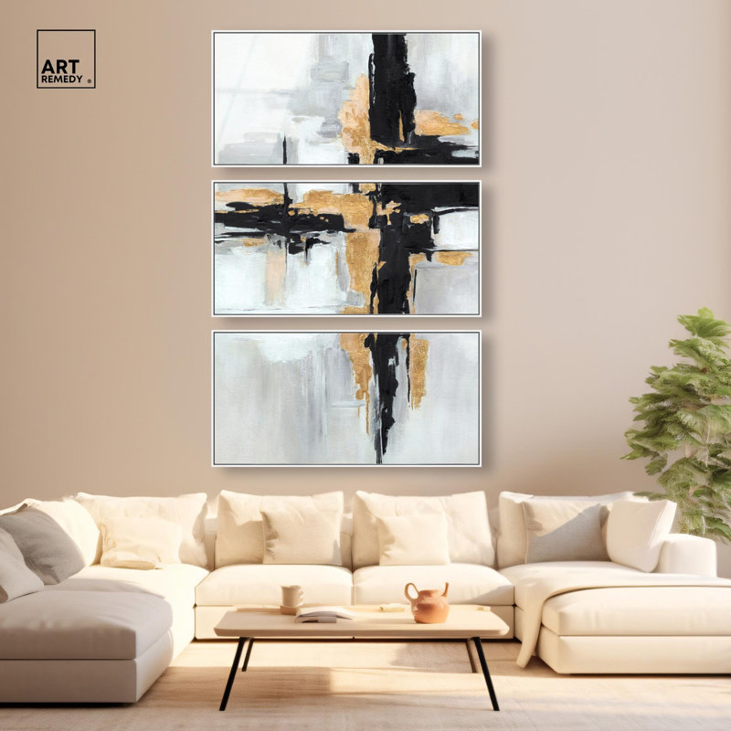 Golden Axis - Ira Colmeva Lichfield, grand ensemble de 3 impressions sur acrylique encadrées par, 23"H x 45"W