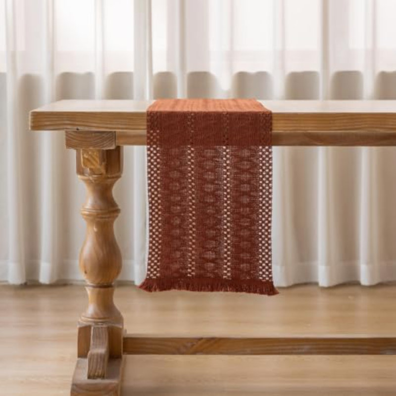 Fall Thanksgiving Boho Macrame Table Runner 12x72 Inch