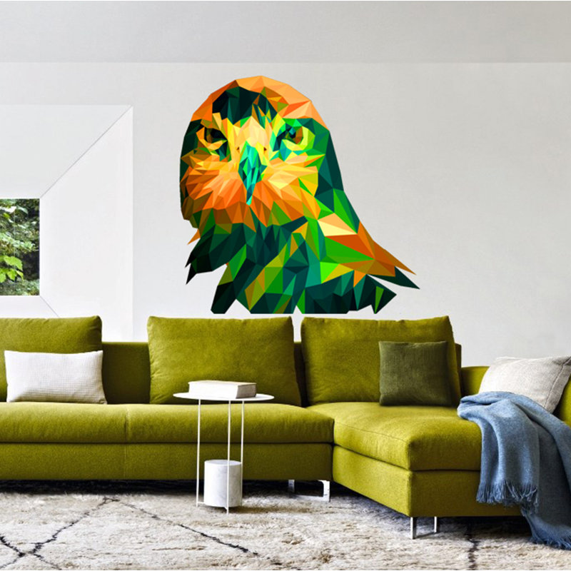 Adhésif décoratif polygonale hibou, H 46 po x l 50 po