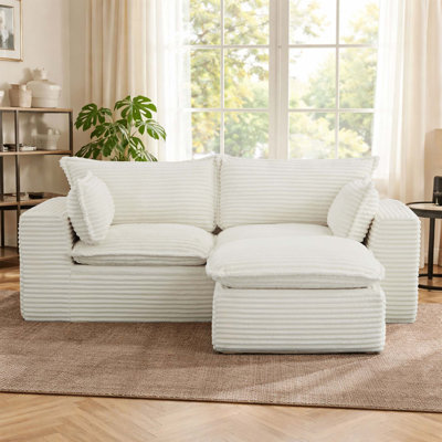 L-Shaped Modular Sectional Sofa with Ottoman, No-Assembly Cloud Couch