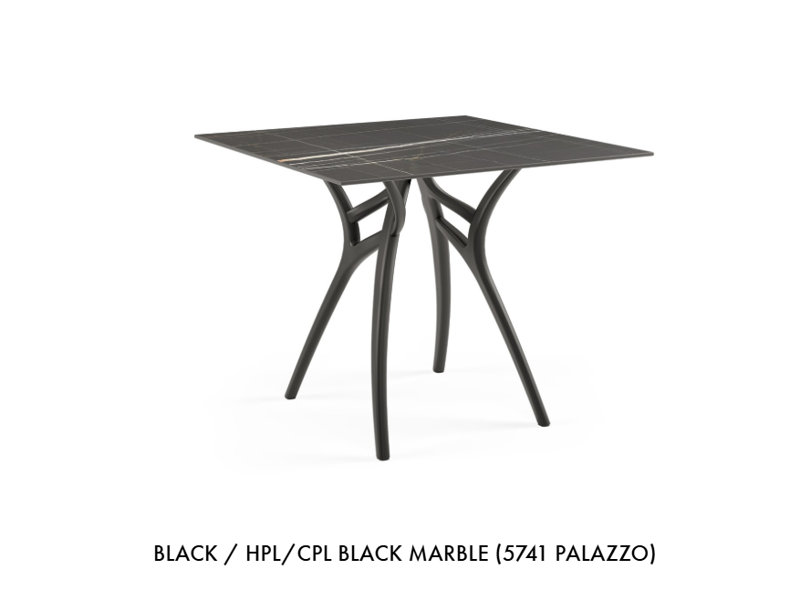 Tilia Ivy-L 90cm Square Table , Black Marble