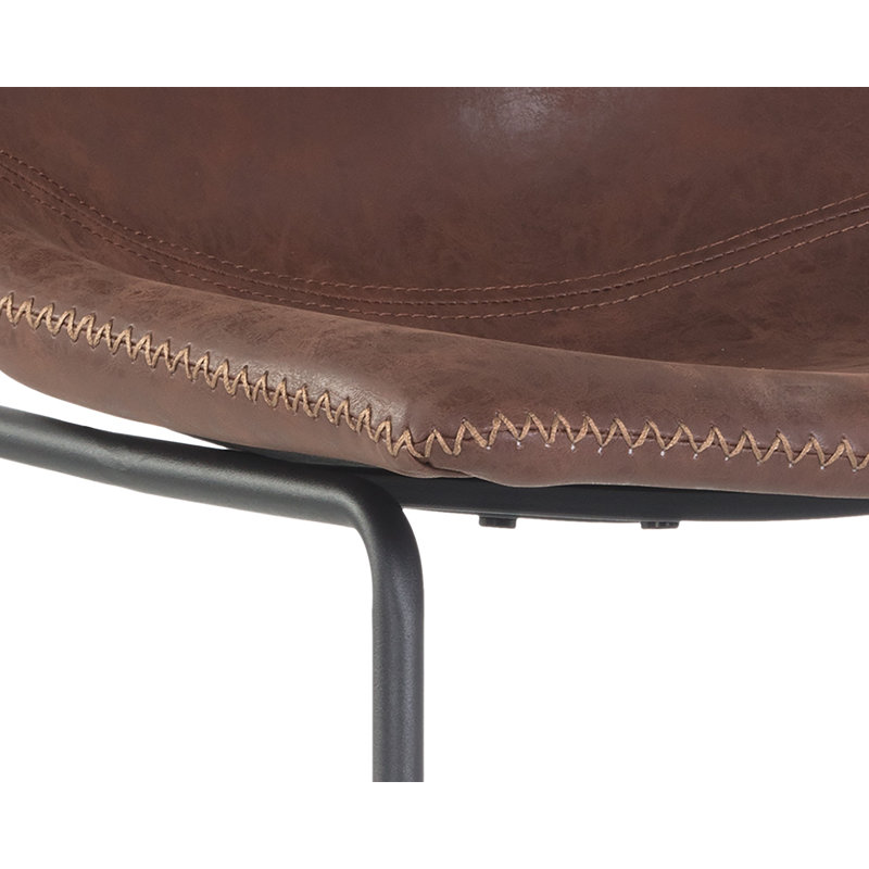 Tabouret de comptoir Cal - brun antique, Similicuir brun antique, Tabouret de comptoir (assise de 26 po de hauteur)