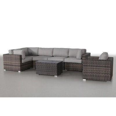 7 coussins d'extérieur luxueux - brun / gris pour une expérience spacieuse brun / gris, modulaire