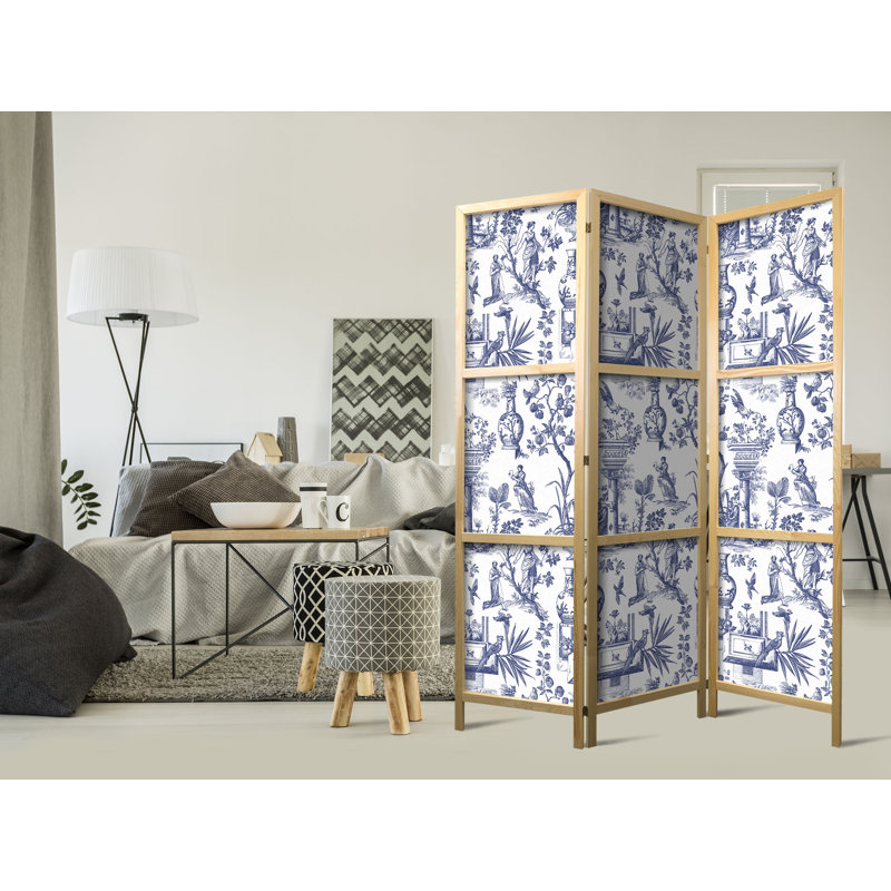 171cm H Solid Wood Folding Room Divider, 171cm H x 135cm W x 1.2cm D, 3